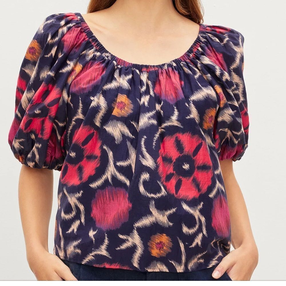 Velvet by Graham & Spencer Edlin Printed Silk Cotton Voile, Twilight,Large, NWT